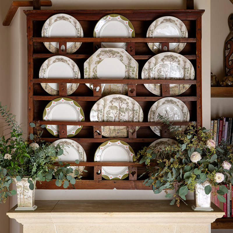 Spode Kit Kemp Tall Trees Octagonal Serving Platter - Green