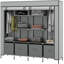 Large Fabric Wardrobe Closet 2 Rails, 4 Drawers, Portable Cloth Wardrobe 166 x 42.5 x 169.5cm, Dark Grey