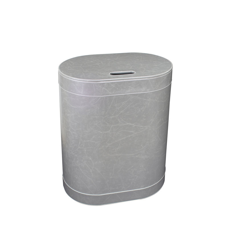 Vintage Wood Laundry Hamper with Handles, Gray