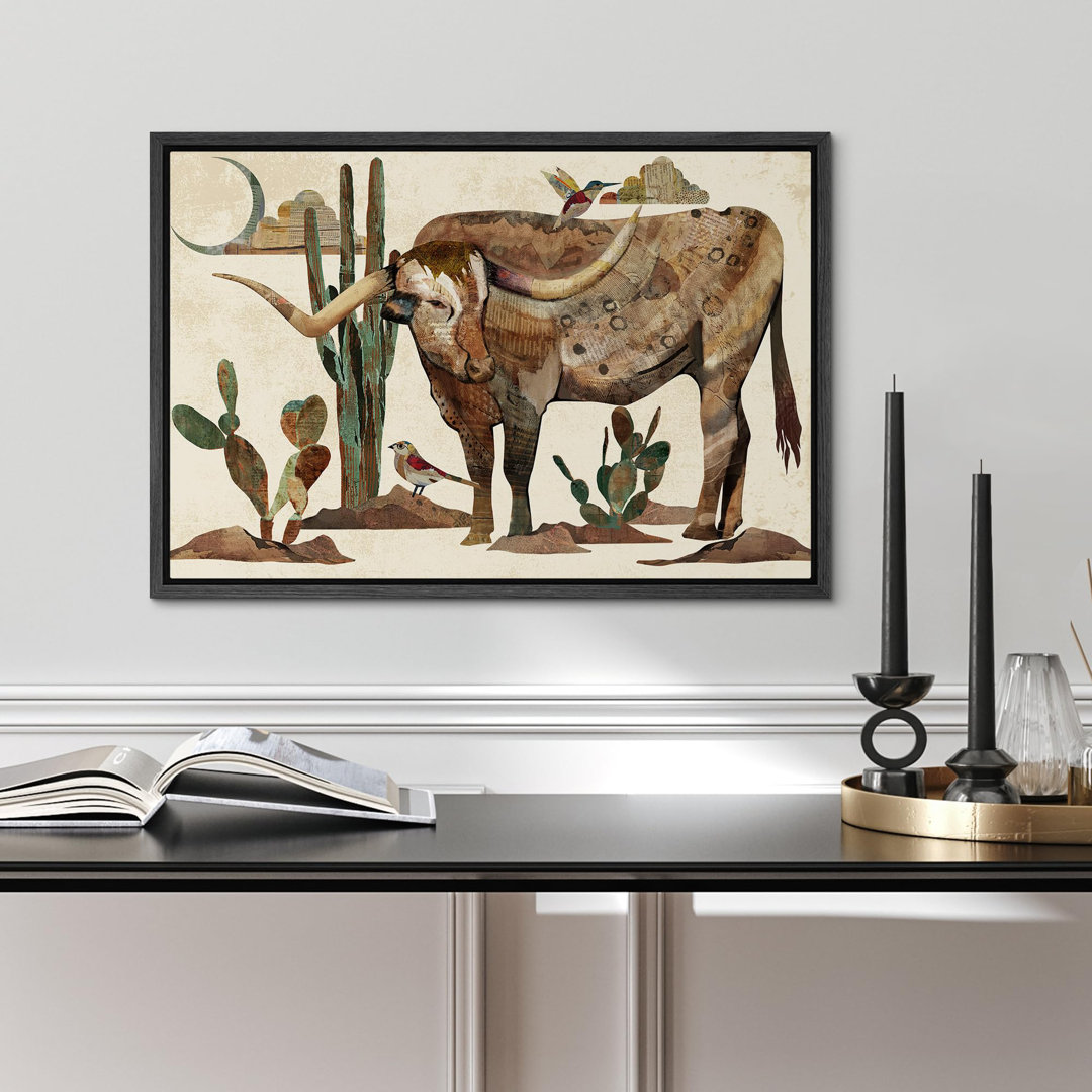 Animals Western Decor Longhorn Cow Portrait Framed On Canvas Print IDEA4WALL Frame 