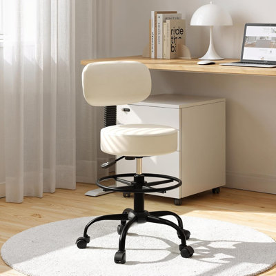 Adjustable Drafting Chair with Back Support Rolling Swivel Stool