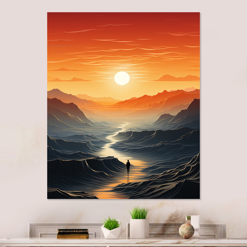 Solutitude Desert Walk At Sunset - désert, art mural en métal, H 20 po x l 12 po x P 1 po