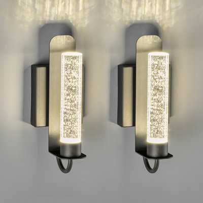 Modern Wall Sconces Set Of Two Indoor Wall Lamp Led 4000k Neutral Wall Lights With Bubble Crystal Wall Mounted Light Living Room Bathroom Dimmable Sconce Wall Lighting