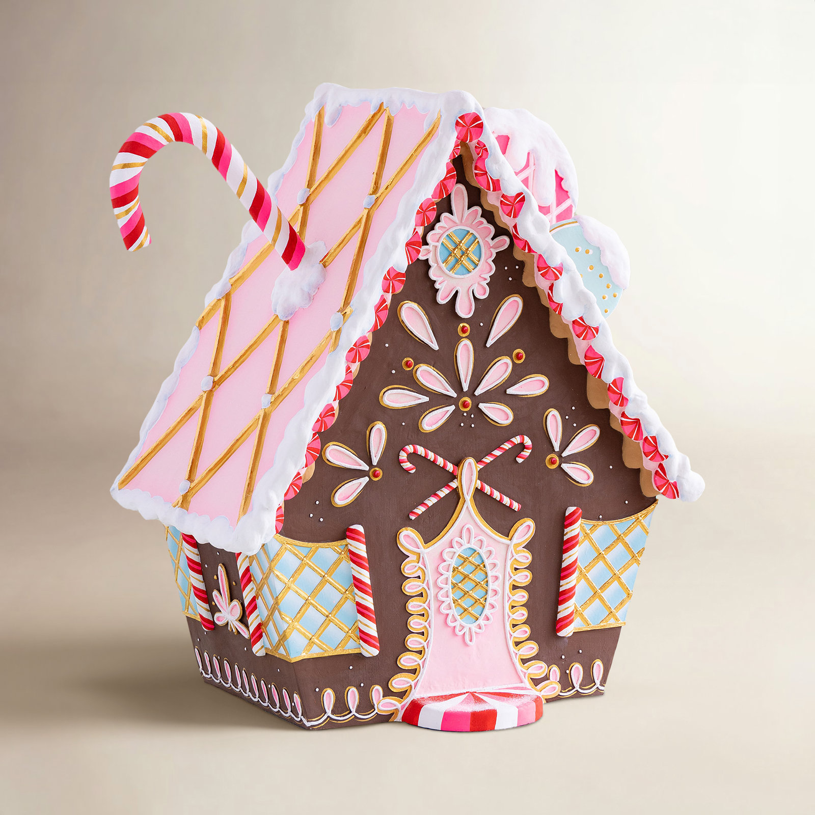 Gingerbread House Display, Brown, Fiber Pulp
