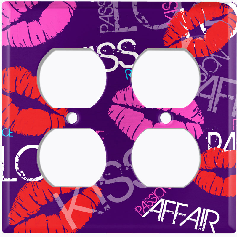Plaque murale 2 prises doubles, Mauve