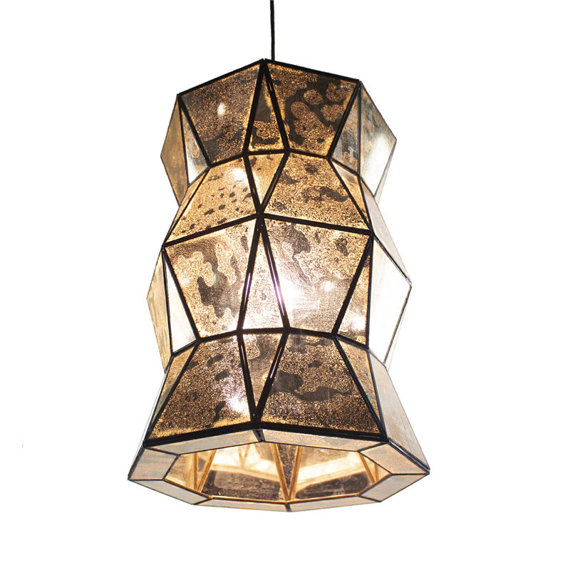 Luminaire suspendu en verre givré Hunter, Brun