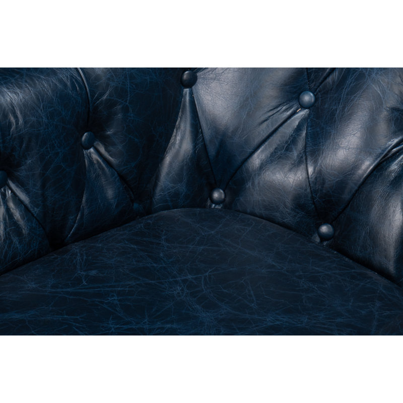 Coolidge Swivel Club Chair, Chateau Blue Genuine Leather