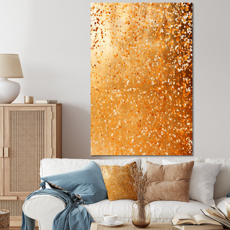 Golden Dot Sunset Reverie II - Abstract Collages, art mural, Toile tendue, H 60 po x l 28 po