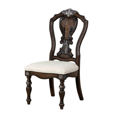 Chaise d'appoint de style traditionnel 2 pièces Corbels ornés finition brun foncé