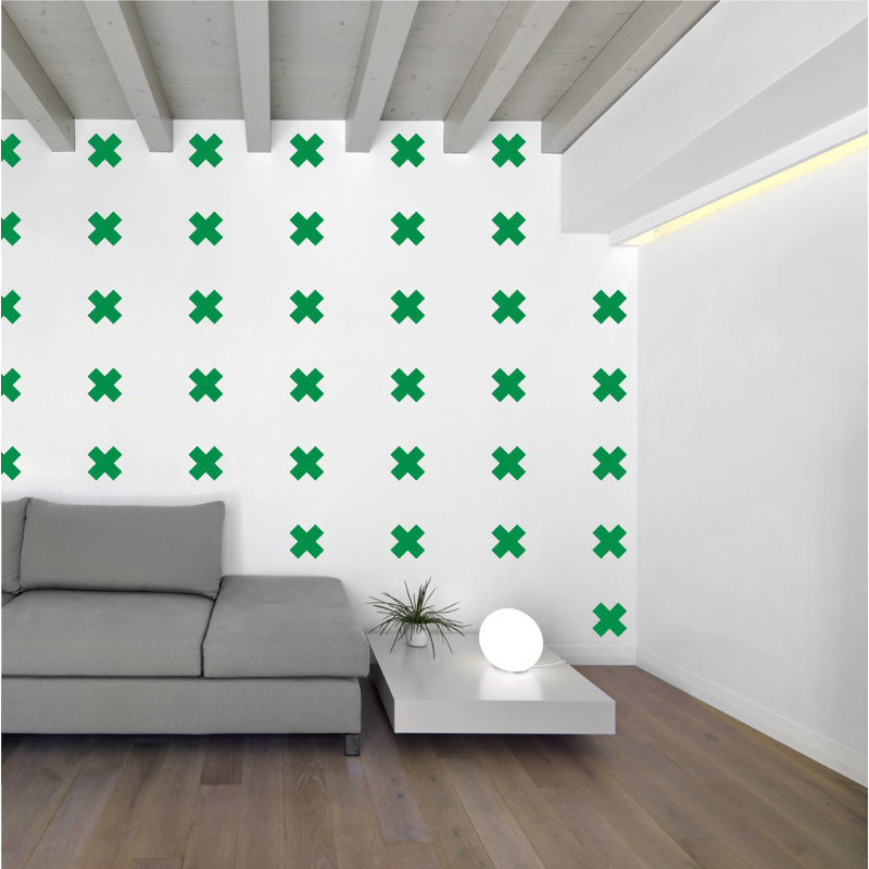 Décalcomanie murale à motifs croisés suisses, H 6 po x l 6 po x P 0,01 po, Vert clair
