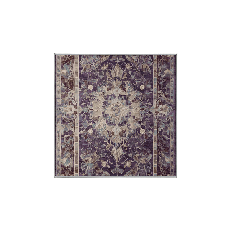Tapis gris soyeux et moelleux, Carré 7 pi