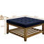 Carré en lin bleu marine, fabriqué en bois de hêtre, repose-pieds confortable pour la structure et la construction fixes en bois du salon-429261126