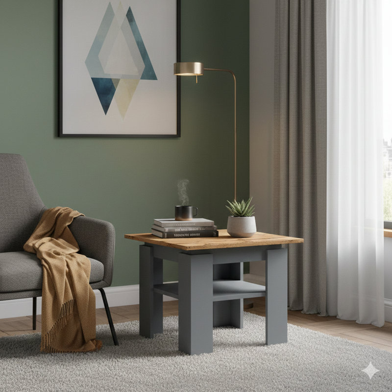 Coffee Table, Grey/Dark Brown Wood