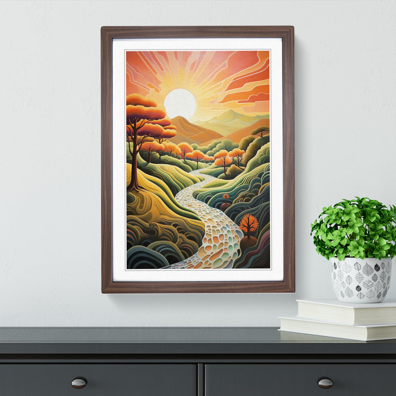 Landscape Deco No.2 - Framed Print, Walnut , 34cm H x 25cm W x 2cm D