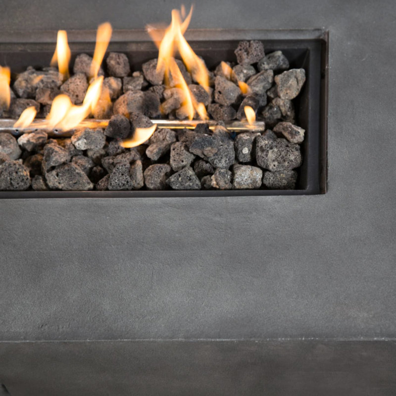 Modern Style 50000 Concrete Propane Or Natural Gas Fire Pit Table For Garden Use, Compatible With Lava Rocks, 42 In Width, 20 Depth, 15 Height, 69 Lb Propane/natural - , Contemporary Design, Outdoor