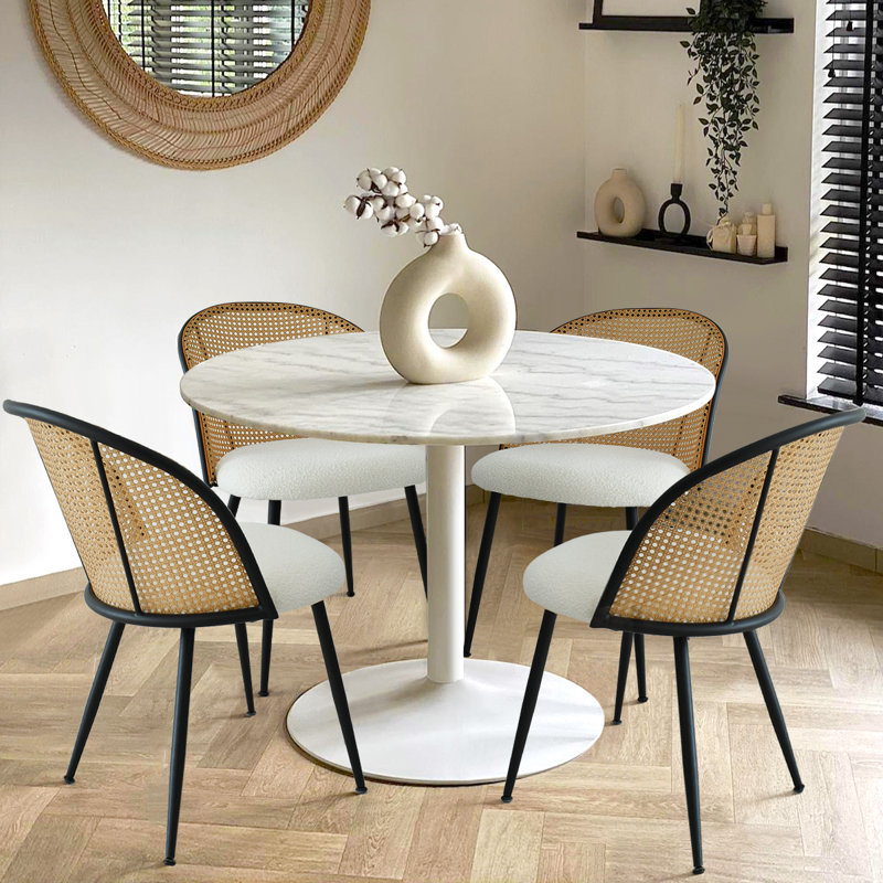 Atwater Upholstered Rattan Side Chair, Beige