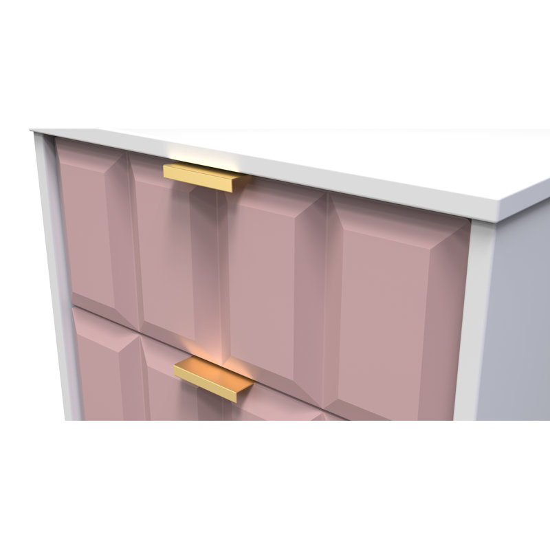 Allem 45cm W Manufactured Wood Bedside Table, Kobe Pink/White