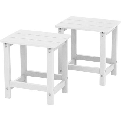 16.1" W x 12.2" D x 16.7" H Set Of 2 HIPS Outdoor Side Table , Durable Weather Resistant Patio Side Table for Adirondack Chairs, 200Lbs Load Bearing Square Small Outdoor Table for Backyard, Pool, Patio, Porch, Garden, Lawn, Relaxing Companion