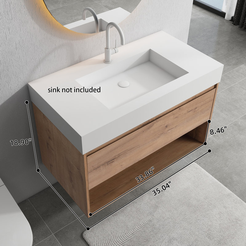 Meuble-lavabo simple de 36 po à fixer au mur (lavabo non inclus), 36"
