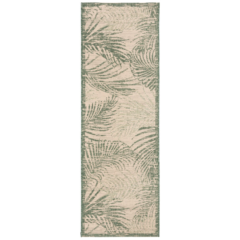 Tapis d'intérieur / extérieur à motif floral Lueck, Tapis de couloir 2 pi 3 po x 10 pi