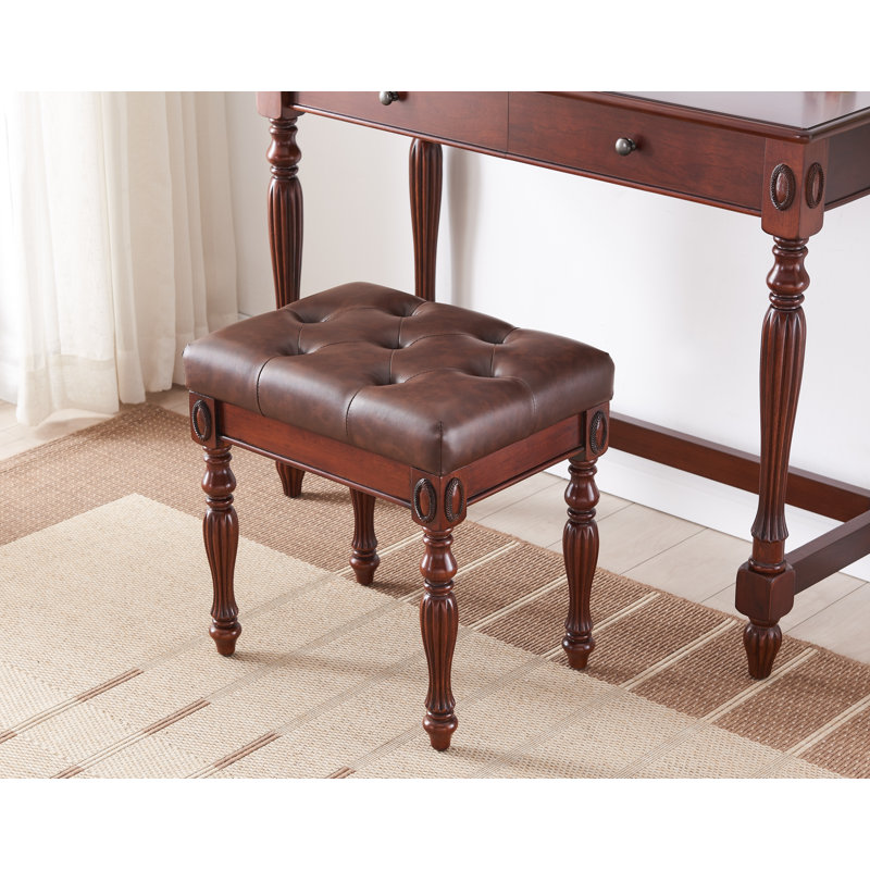 Bumpy Solid Wood Accent Stool, Brown