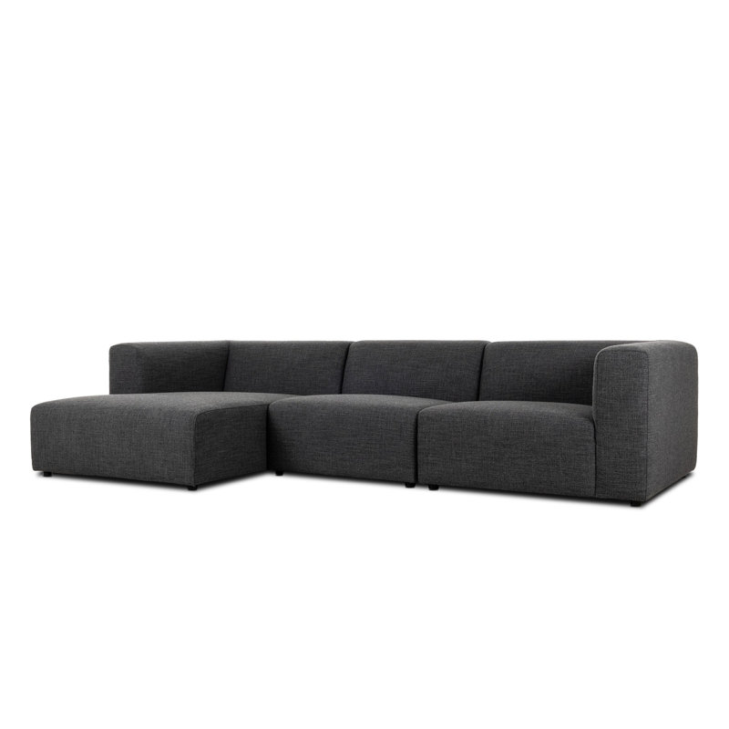 Lawndale 3PC LAF Sectional-Saxon Charcoal, Left Hand Facing, Saxon Charcoal Polyester Blend
