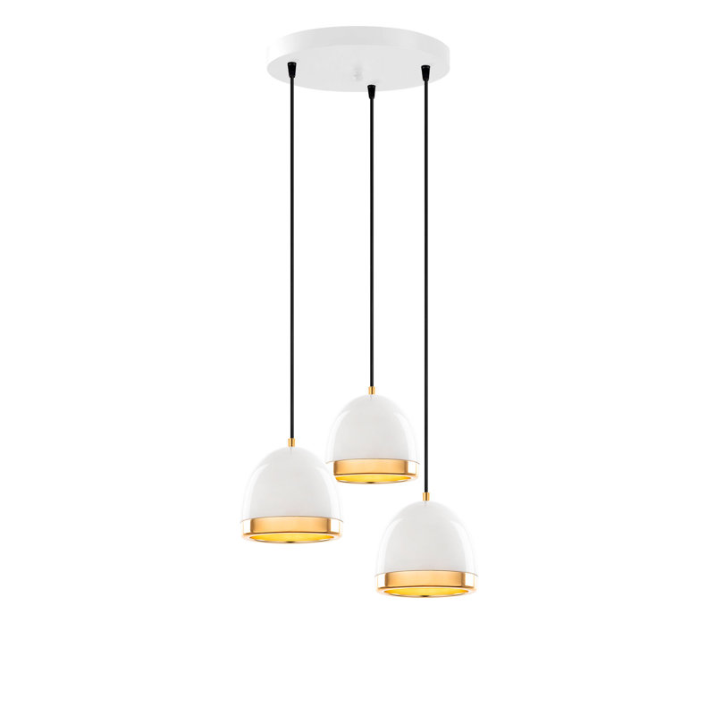 Luminaire suspendu en forme de dôme à 3 lumières, Blanc