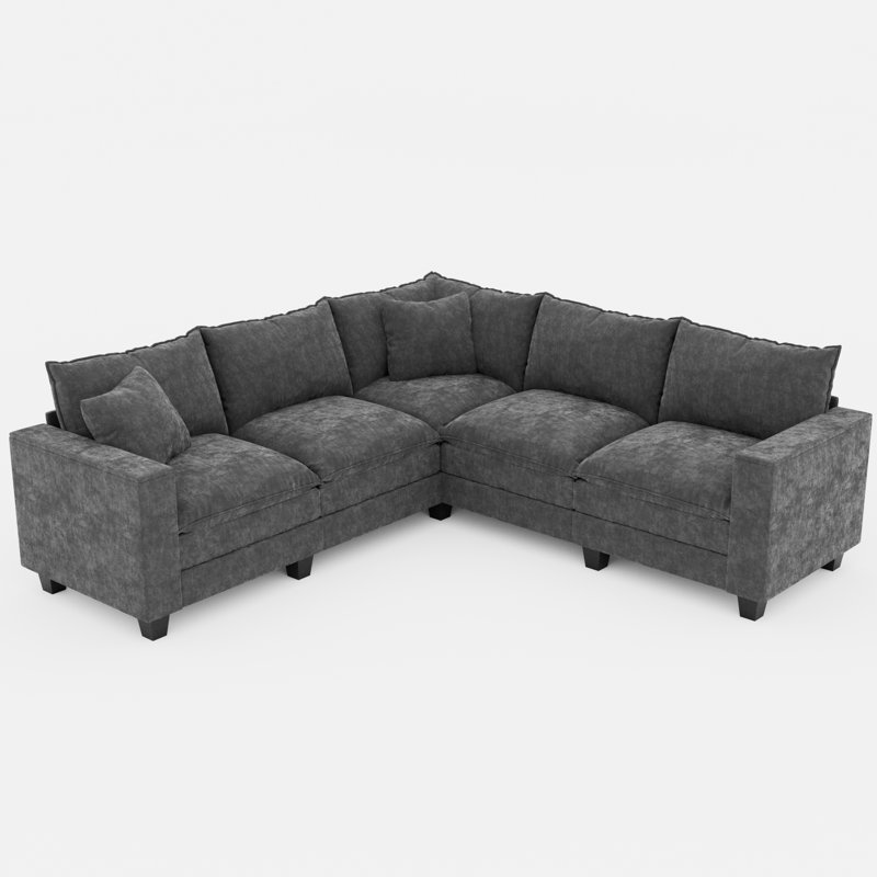 Canapé modulaire moderne avec rangement caché Elara, Chenille grise foncée