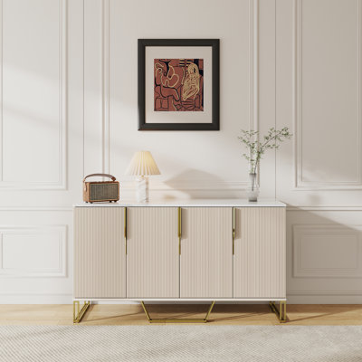 Cassandra Common Luxury 59.1 Inch White Sideboard Modern Buffet Table with Storage