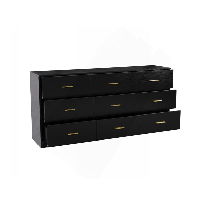Commode moderne à 9 tiroirs pour la chambre à coucher - Vaste commode de rangement, robuste et sécuritaire, Noir