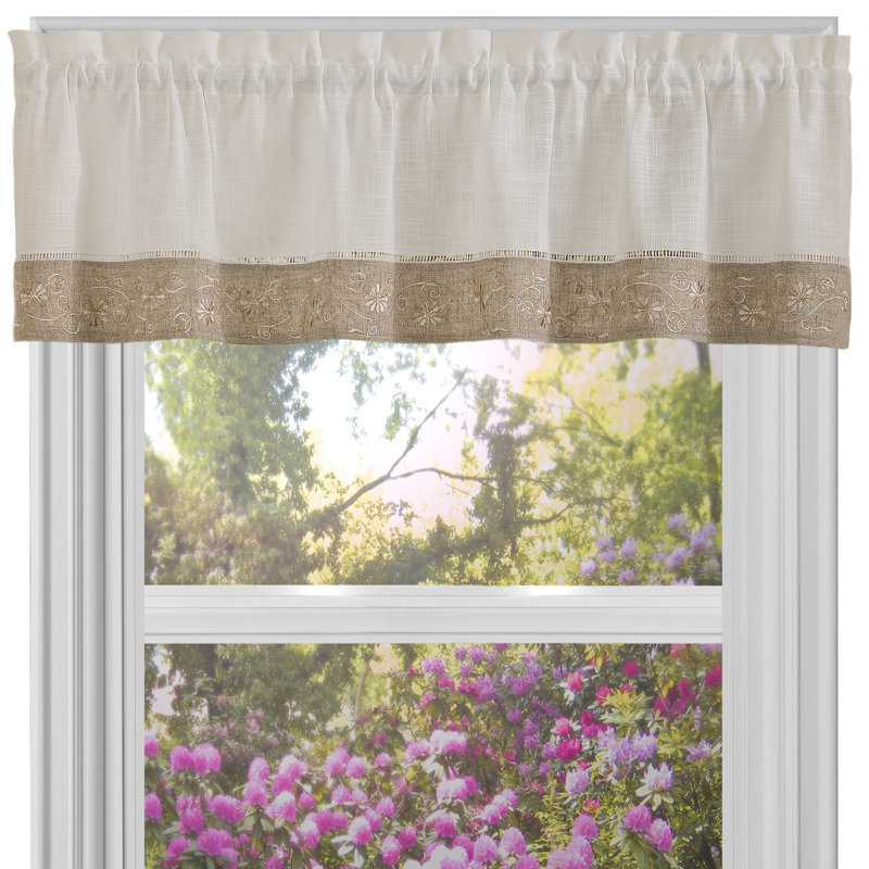 Tejeda Floral Tailored Window Valance, Natural