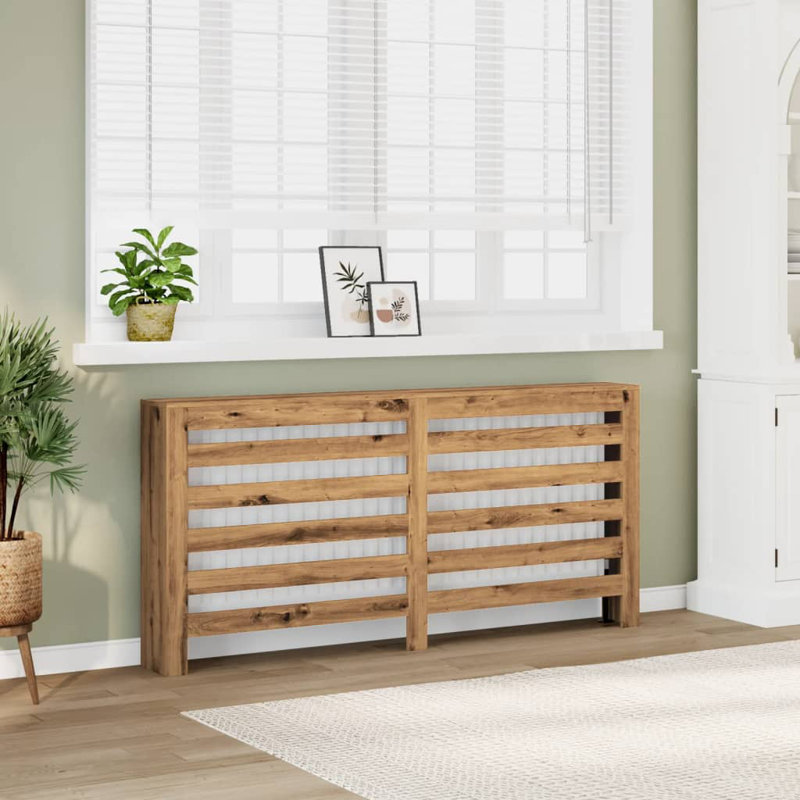 Extra Large Radiator Cover, Artisan Oak, 175 x 20 x 82 cm, Horizontal Slats