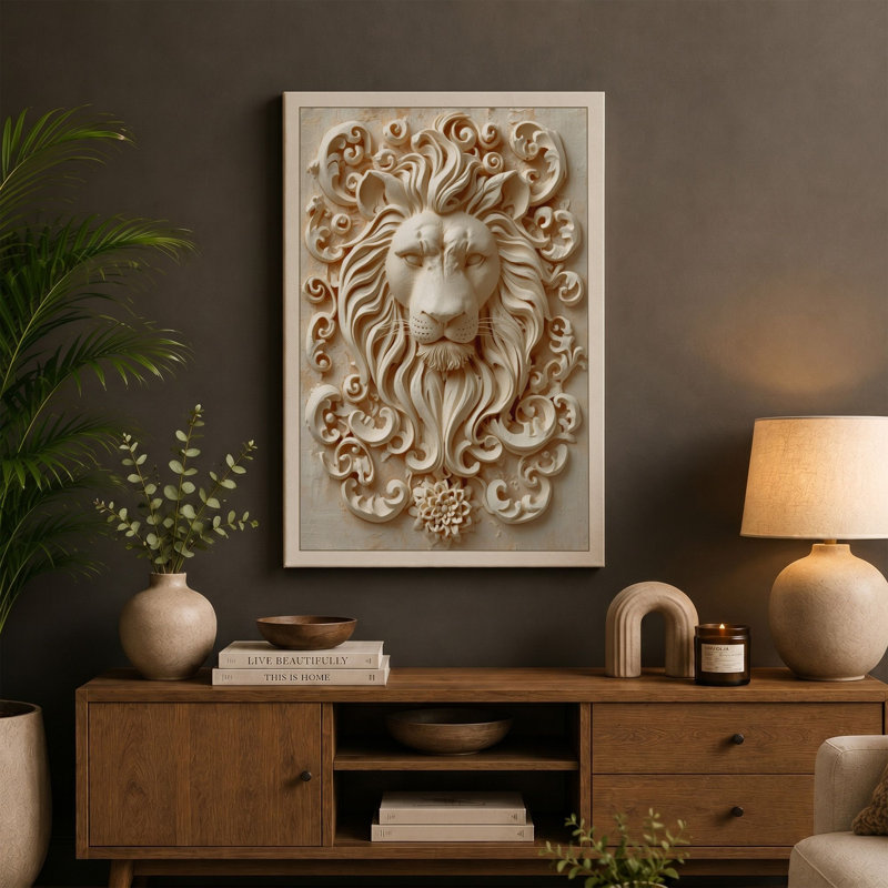 Bearded Ornament in Wood Art Deco - Wrapped Canvas, 30x20 - 76.2 x 50.8 cm, White Border