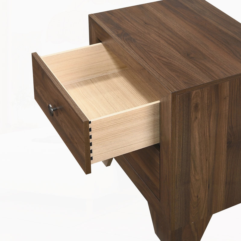 Table de chevet moderne avec tiroirs, Brun