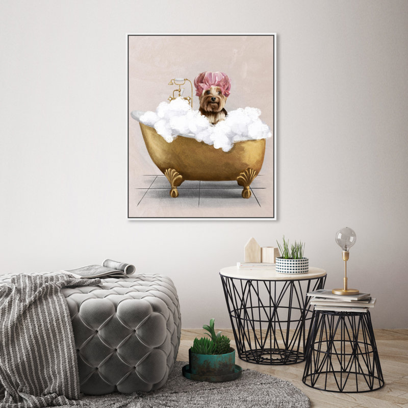 Baignoire Yorkie - Peinture, H 25 po x l 25 po, Cadre blanc