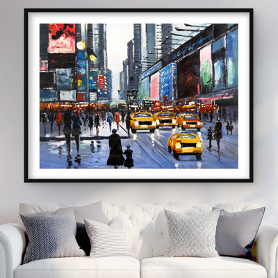 Peak Hour - Blue Cities Framed Matted Print for Home Decor