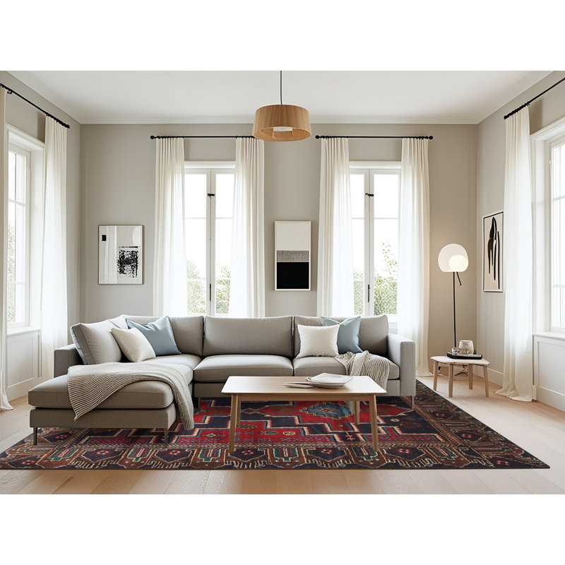 Tapis rouge / bleu Southwestern, Rectangle 8 pi x 12 pi