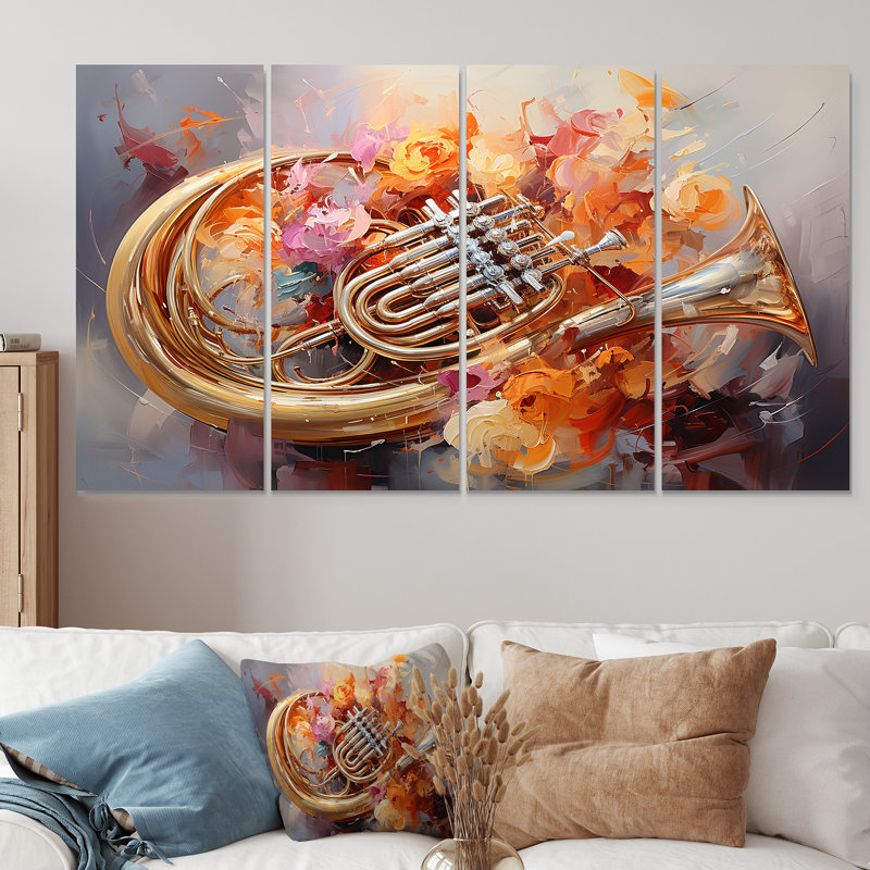 «Tubas Embrace Grand A Broad Golden Arc I», ensemble de 4 pièces d'art mural, H 32 po x l 64 po
