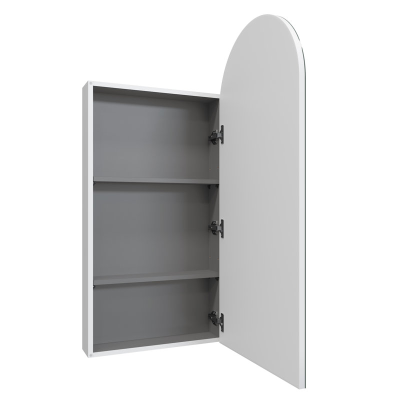 Recessed Frameless Single Door Medicine Cabinet with Adjustable Shelves