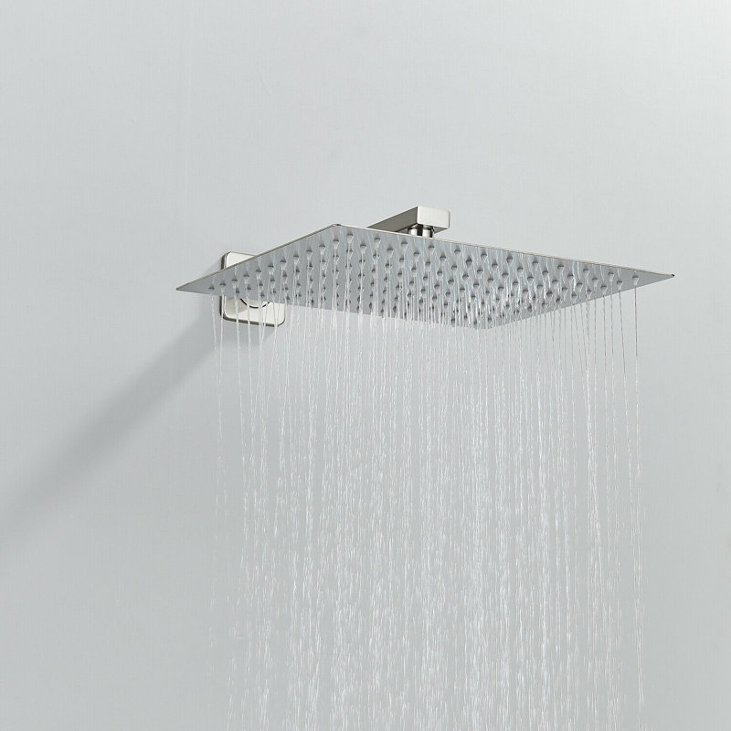 Brushed Nickel Shower Faucet Set Bathroom 16in Rain Shower Head Combo Handshower (Rough in-Valve)