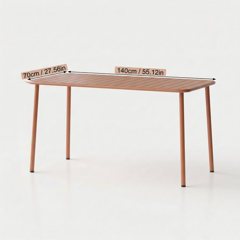 Table de salle à manger d'extérieur modèle Sella Long, fini en rouge. Convient pour les cours, les balcons ou les jardins de Villa comme table de loisir simple et imperméable.