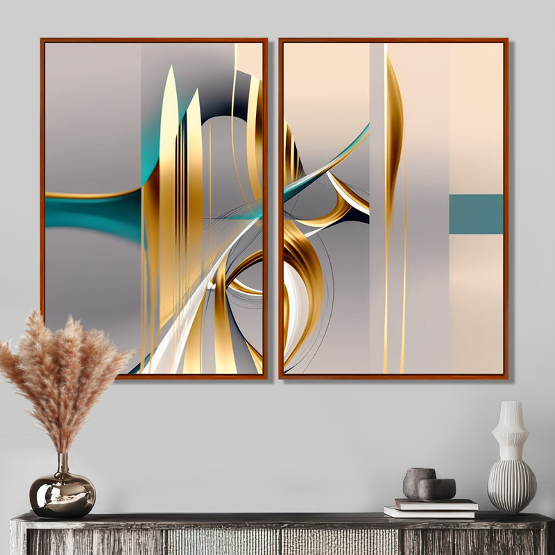 Jannie - art mural doré, Brun, H 36 po x l 48 po, Impression encadrée flottante