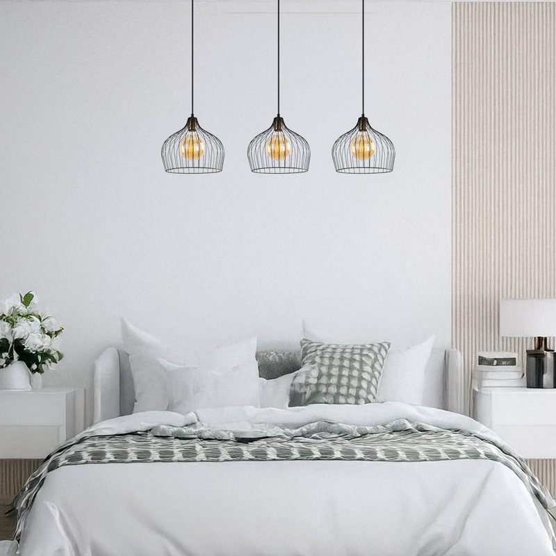 Luminaire suspendu pour îlot de cuisine 3 lumières à hauteur réglable en métal