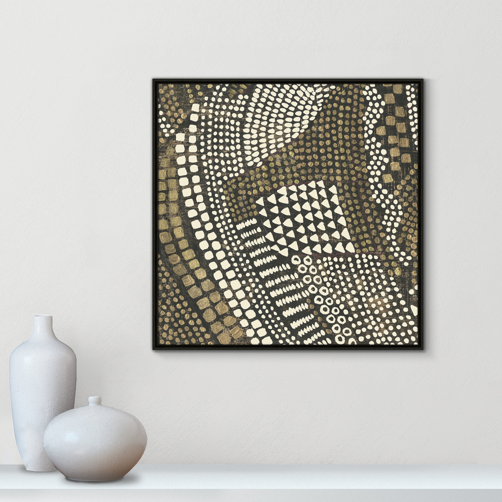 Bergen "Reaching Gold III" Painting, 31.5" H x 31.5" W x 2" D, Espresso Framed