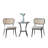 Col 3Pc Accent Table And Chair Set, Black Legs, Glass Top, Padded Seat