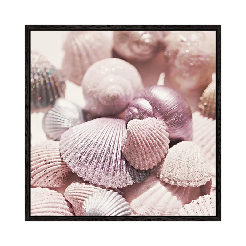 Shells And Glitter by Monika Strigel - Print on Canvas, 45.72cm H x 45.72cm W x 3.81cm D, Black Framed