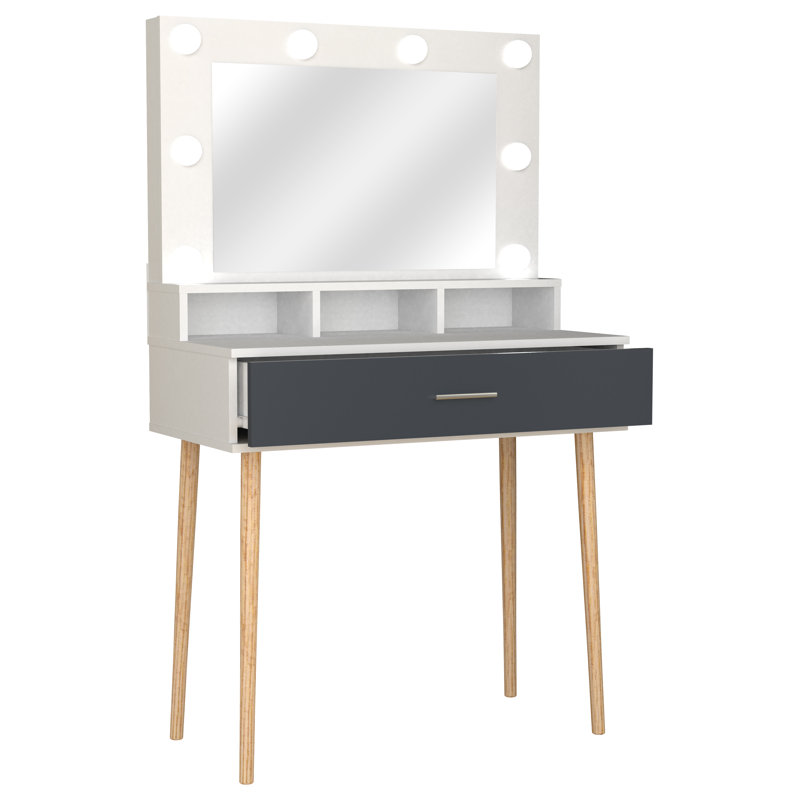 Sacaton Dressing Table with Mirror, Black / Grey