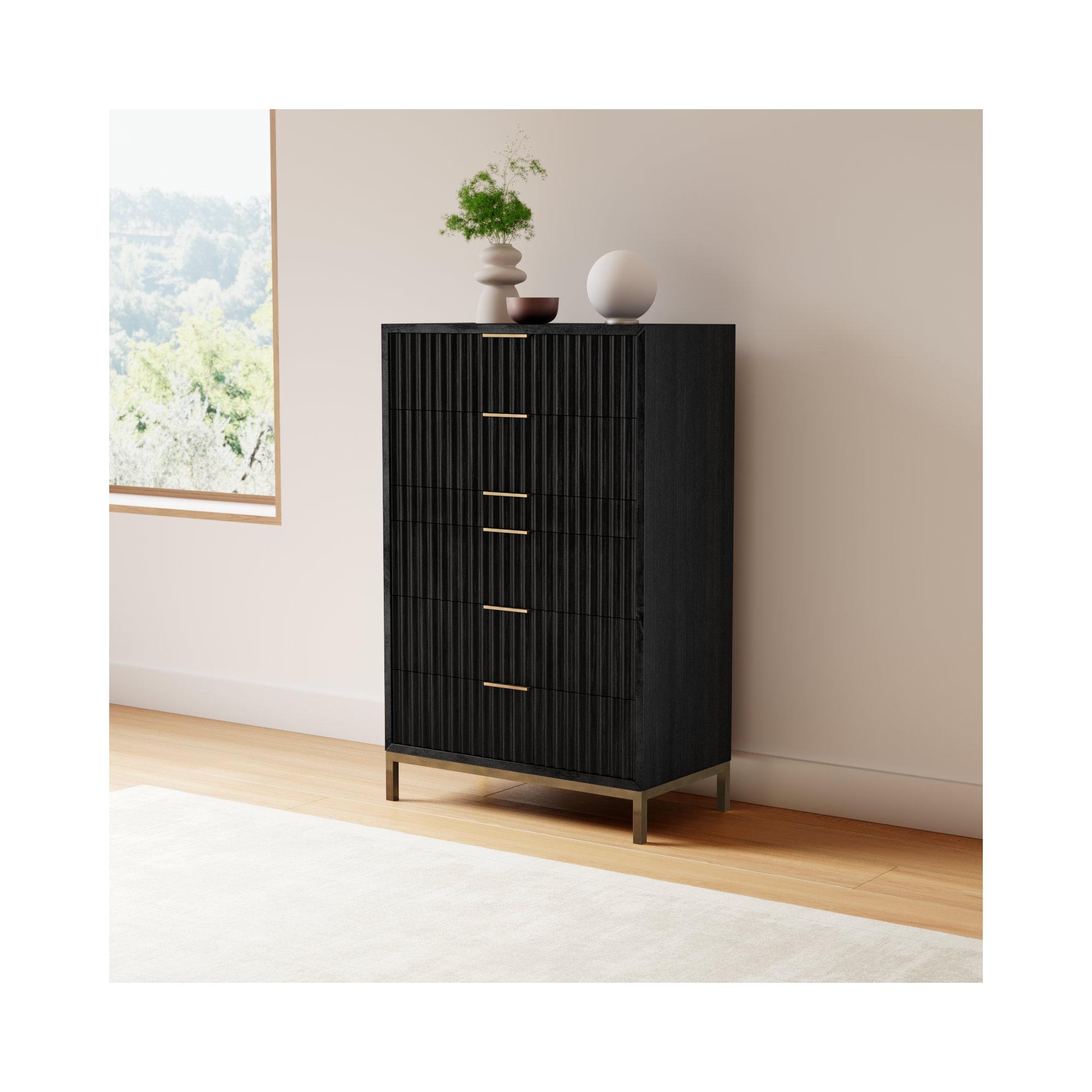 Elyza 6 - Drawer Dresser, Black