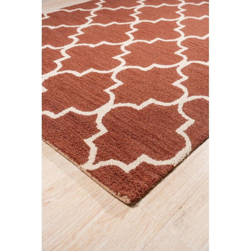 Hand Tufted Wool Geometric Area Rug, Brown