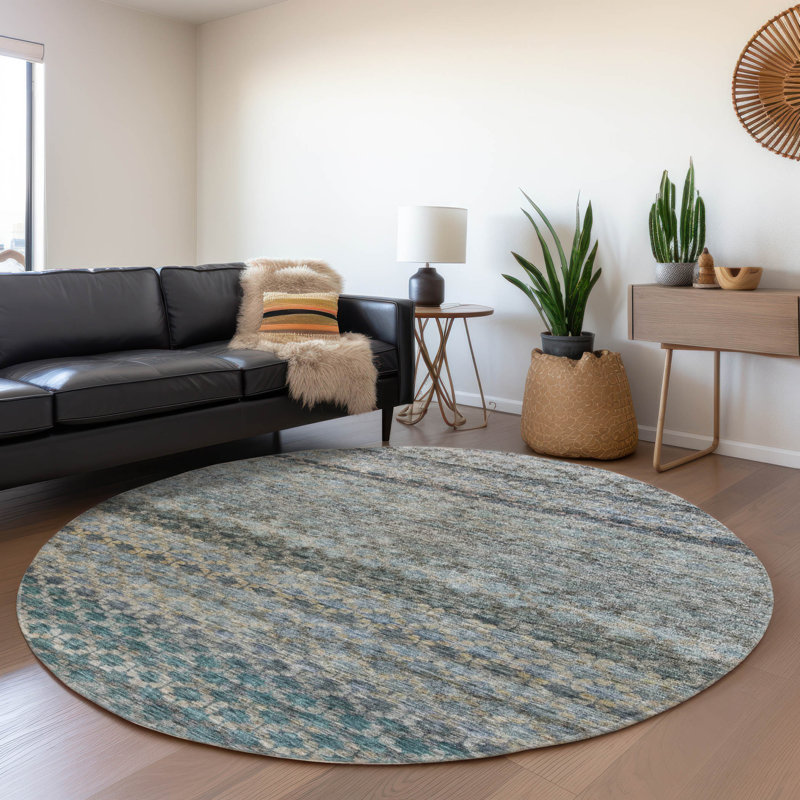 Tapis d'intérieur / extérieur bleu Maelis , 8 pi x 8 pi